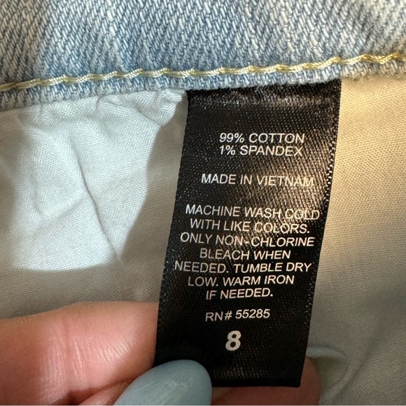 Express Denim Distresses Light Wash Jean Mini Skirt sz 8 - Picture 4 of 5